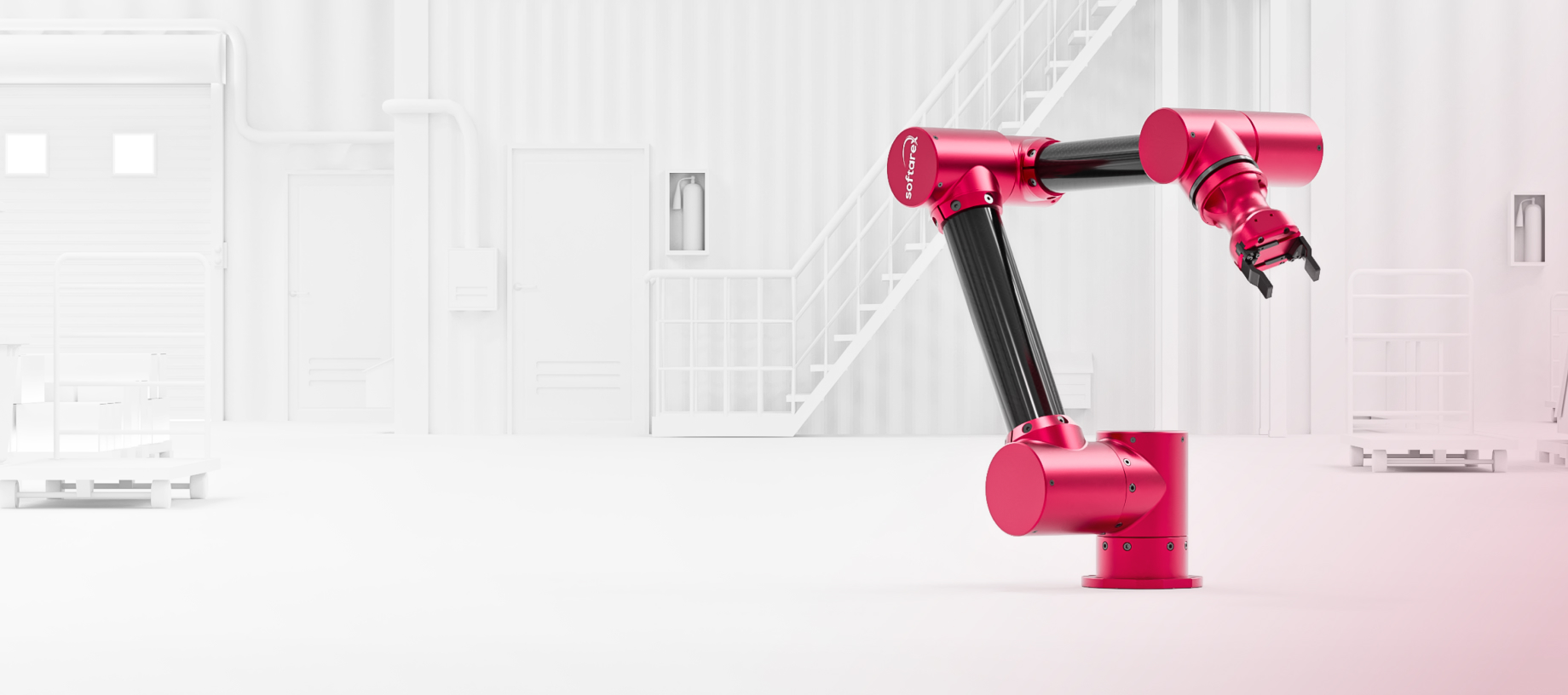 Robotic arm demonstrating precision AI robotics technology and automated manufacturing capabilities in clean industrial environment.