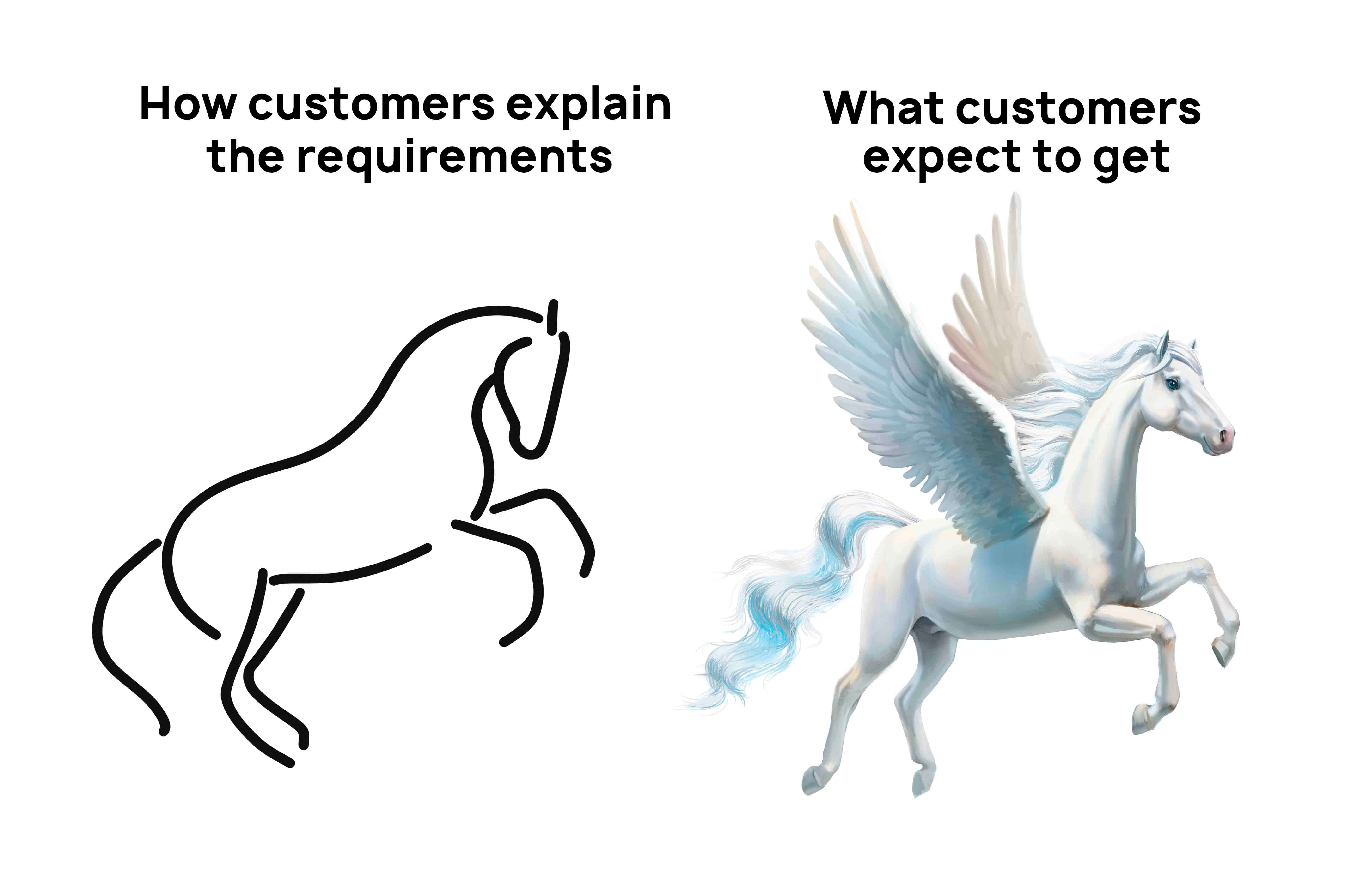 Customer troubles with defining requirements when creating tailored applications